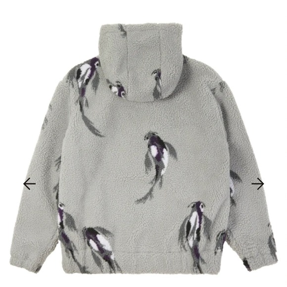 Taylor Swift Gray sherpa zip up hoodie Speak Now Koi Fish Jacket LARGE - Picture 2 of 6